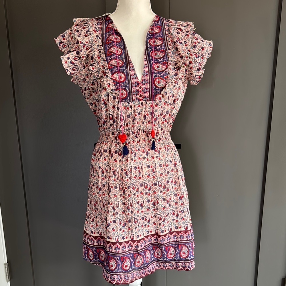BELL Bunny & Babe Meadow Mini Navy Red Paisley Dress Size S